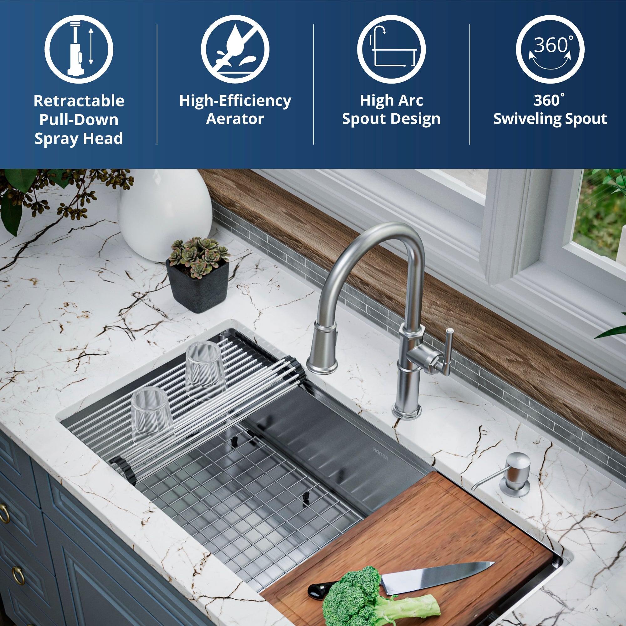 Brampton Single Hole Single Handle Pull-Down Sprayer Kitchen Faucet In Stainless Steel