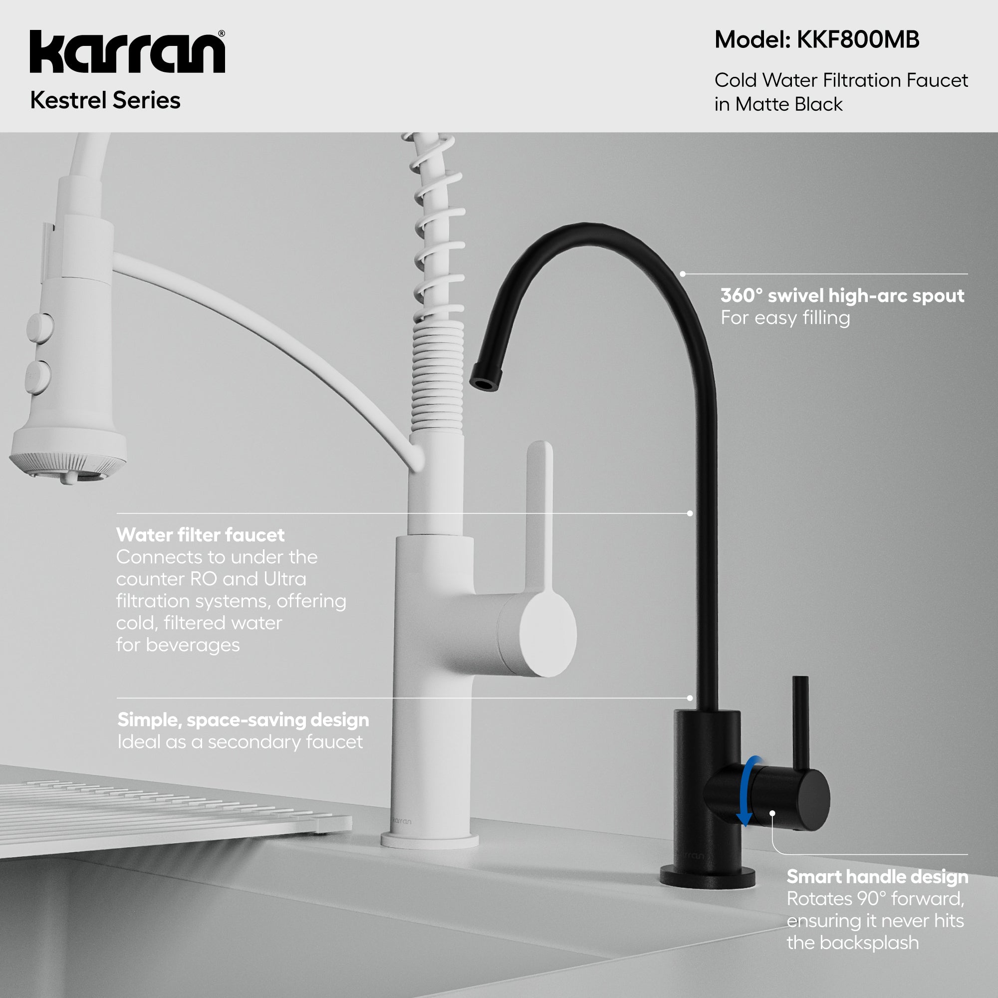 Kestrel Single Handle Beverage Faucet In Matte Black