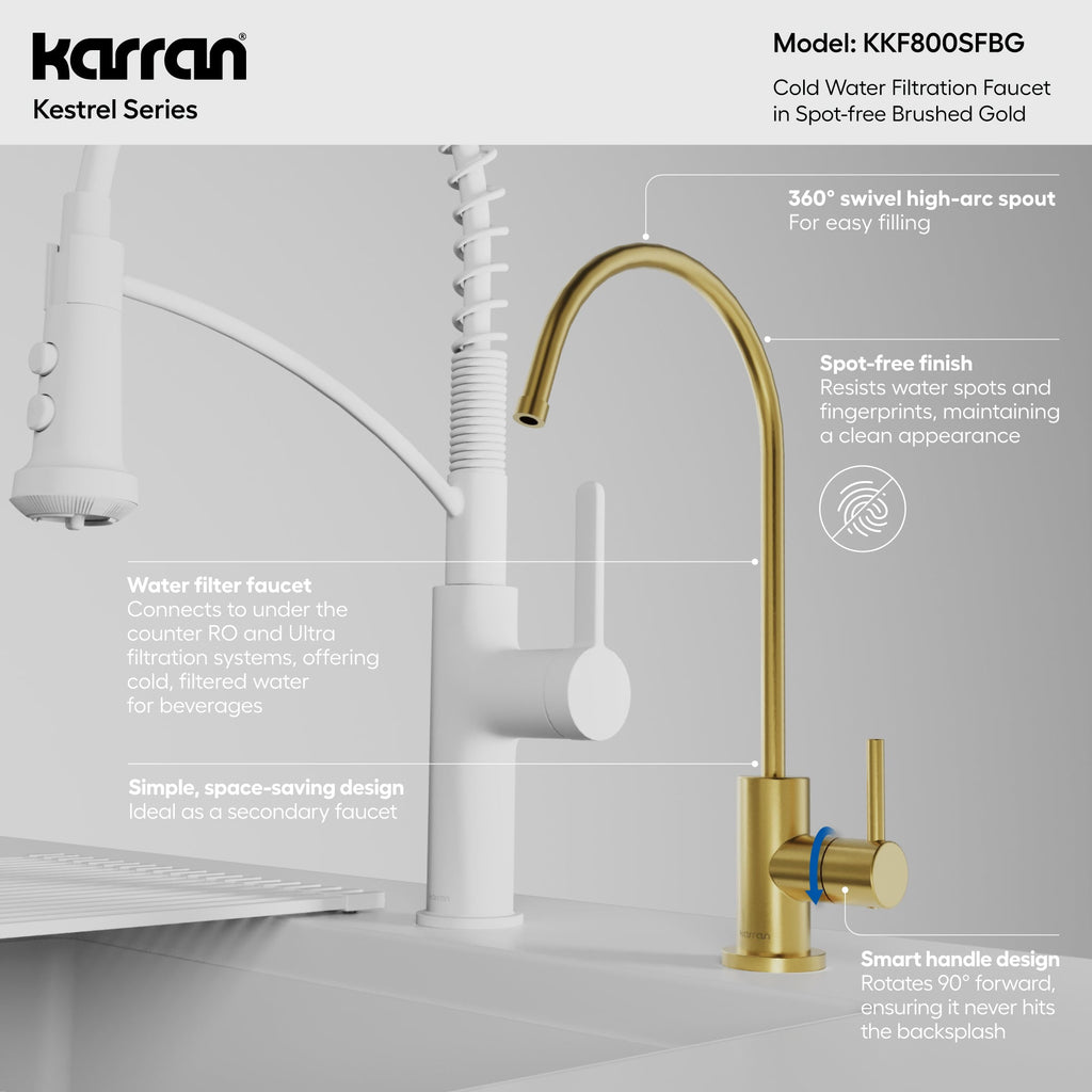 Kestrel Single Handle Beverage Faucet In Spot-Free Brushed Gold