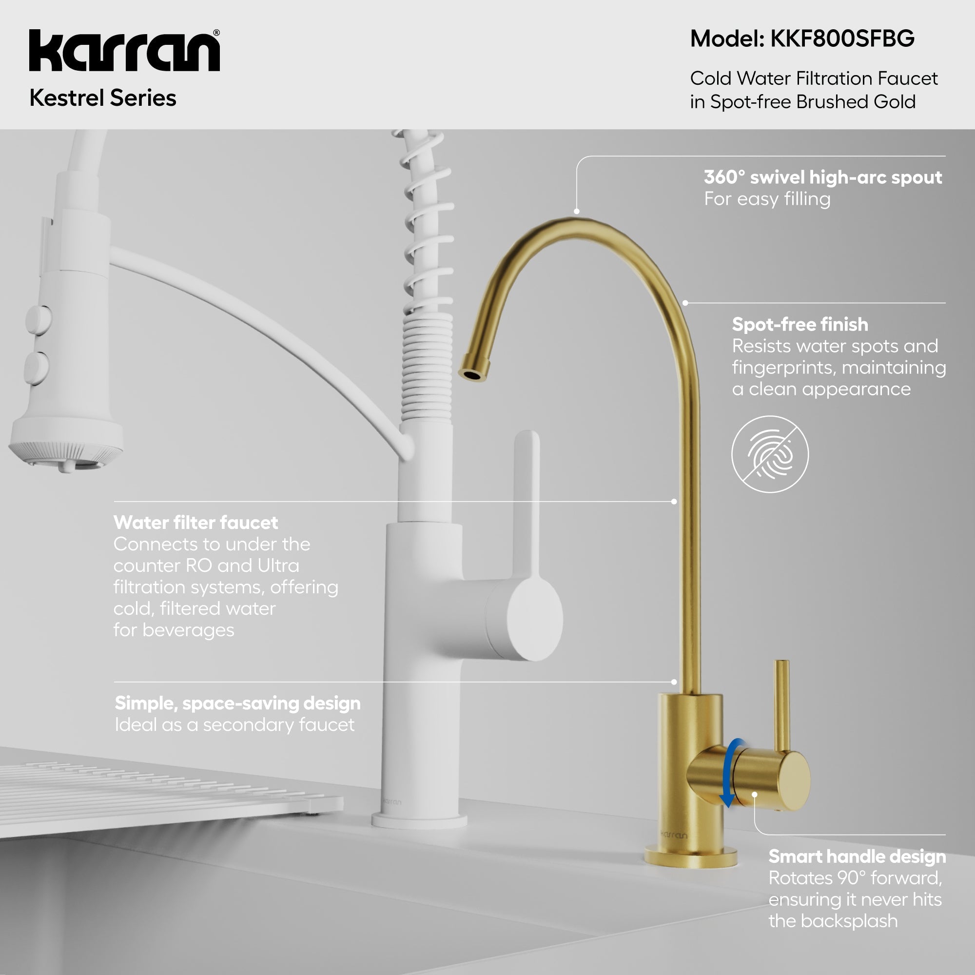 Kestrel Single Handle Beverage Faucet In Spot-Free Brushed Gold