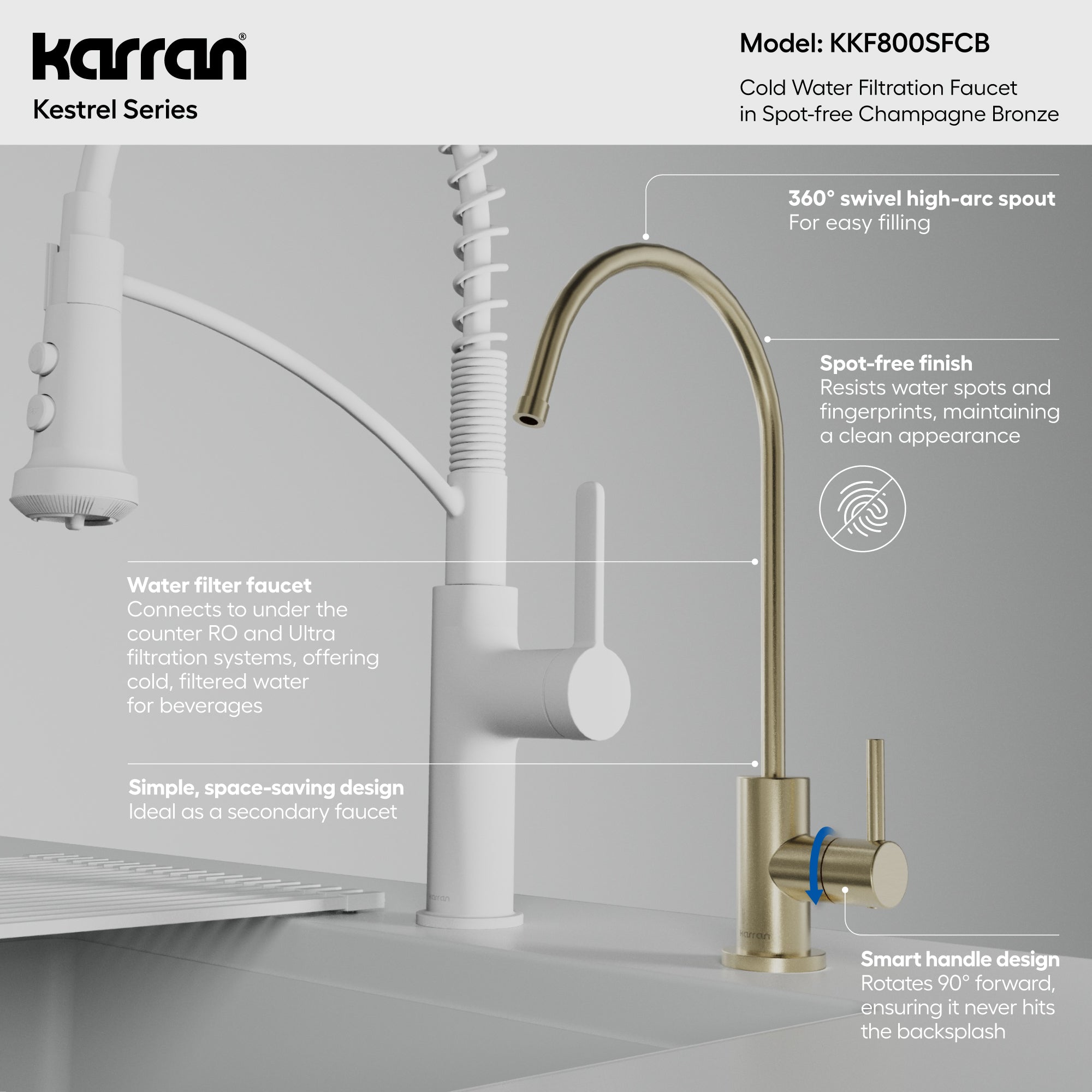 Kestrel Single Handle Beverage Faucet In Spot-Free Champagne Bronze
