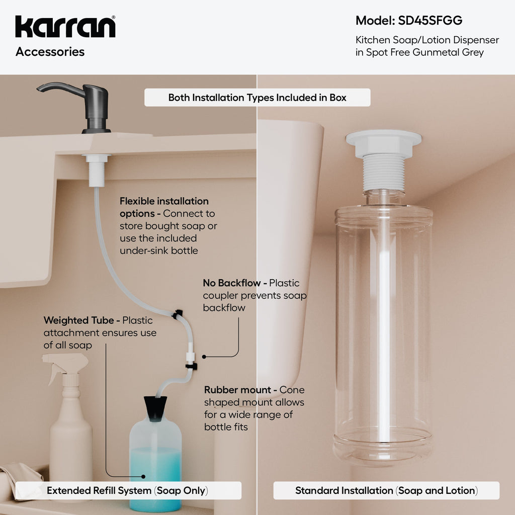 Karran SD45 Soap Dispenser In Spot-Free Gunmetal Grey