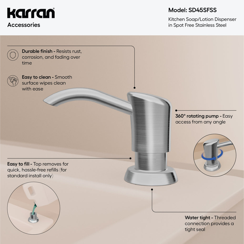 Karran SD45 Soap Dispenser In Spot-Free Stainless Steel