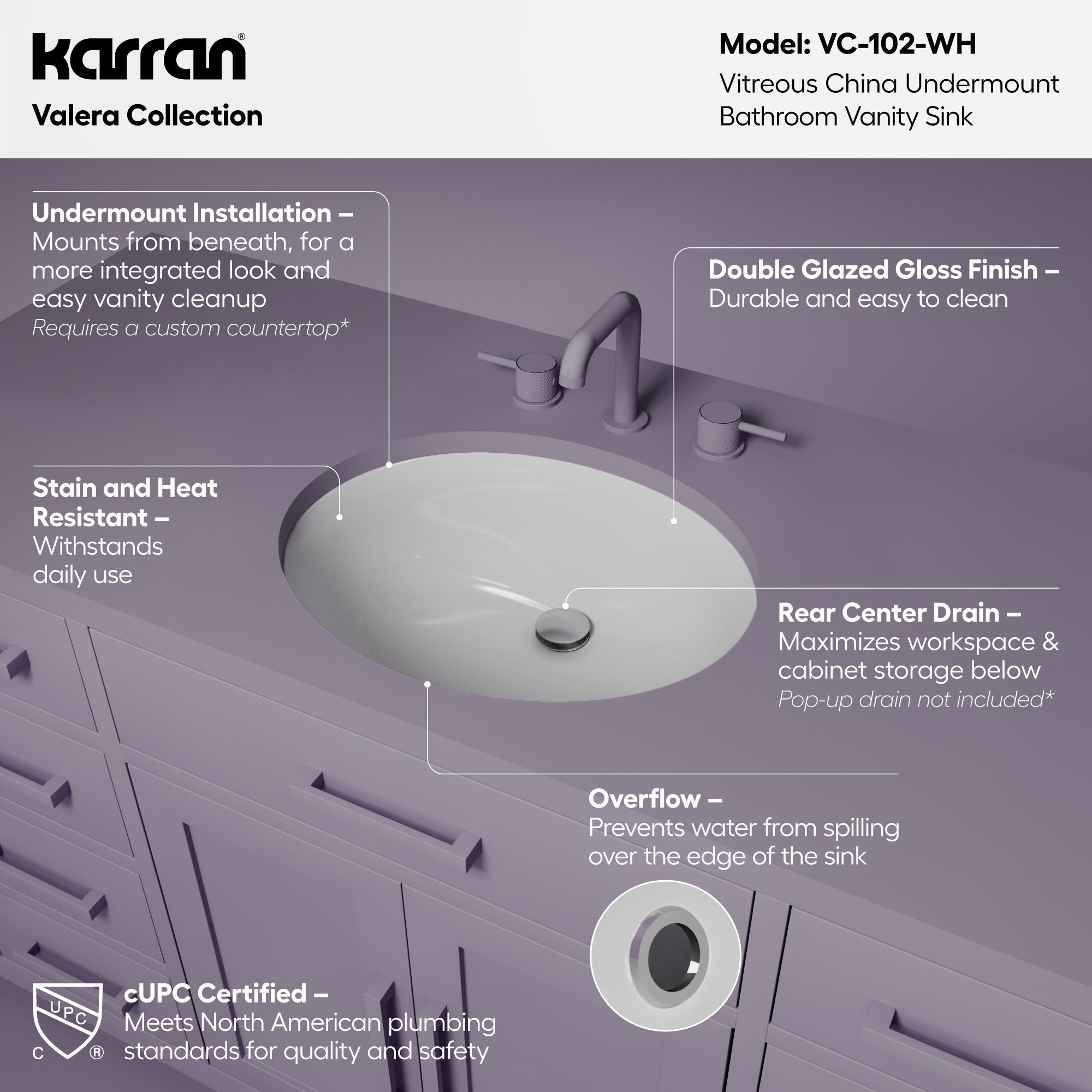 Valera 19" Oval Undermount Vitreous China Bathroom Sink In White