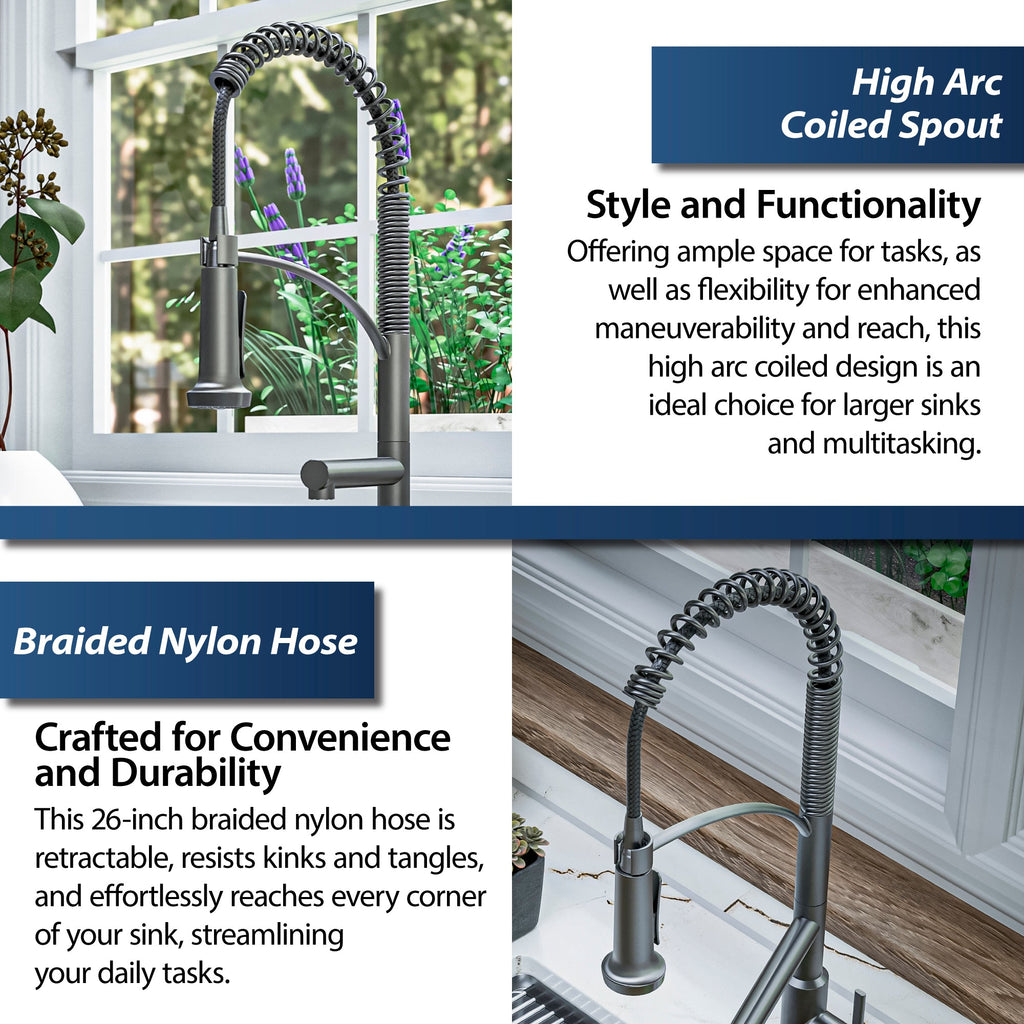 Adlington Single Hole Single Handle Pull-Down Sprayer Kitchen Faucet In Gunmetal Grey
