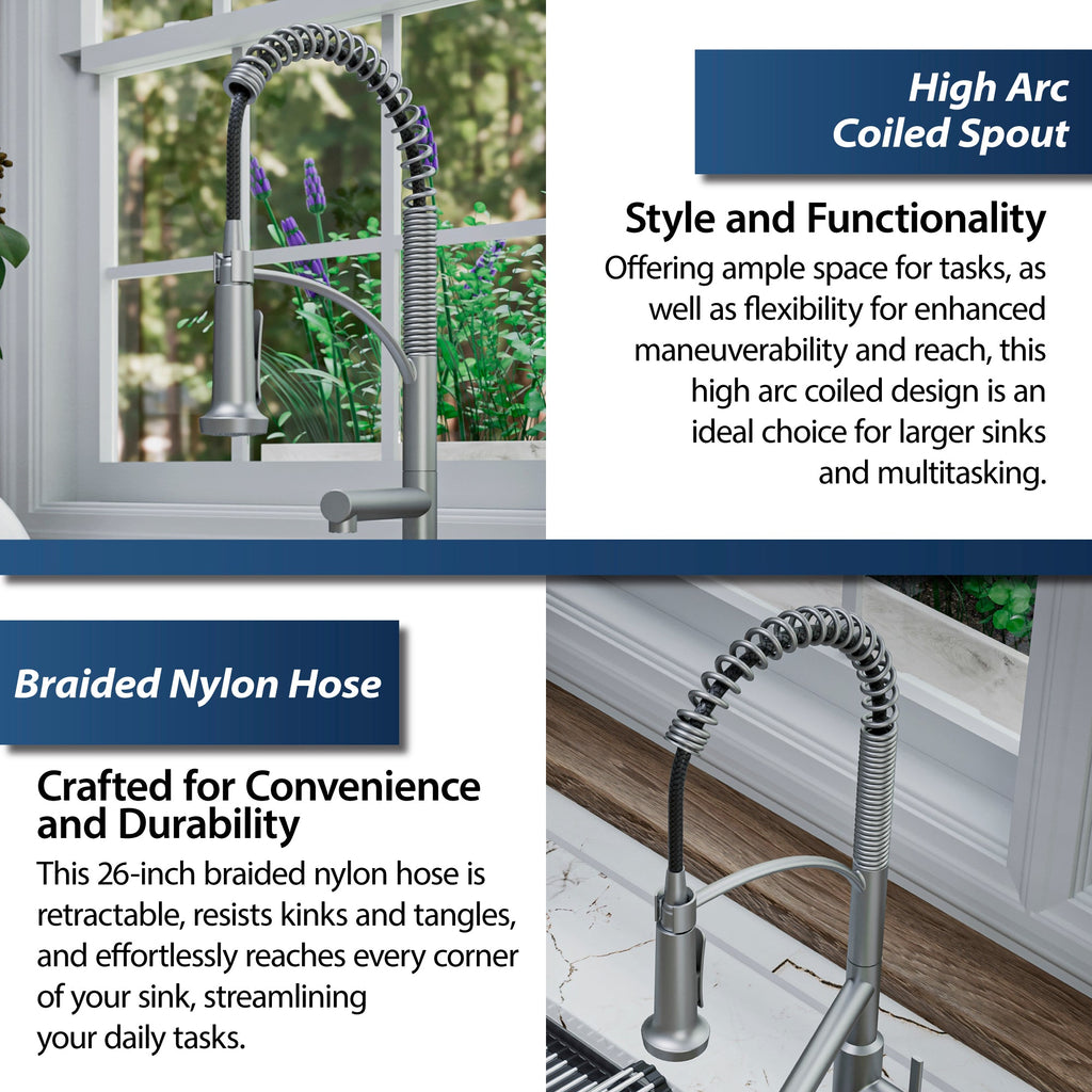Adlington Single Hole Single Handle Pull-Down Sprayer Kitchen Faucet In Stainless Steel