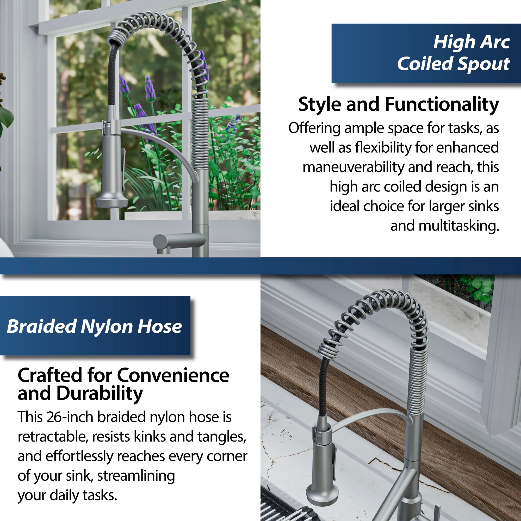 Adlington Single Hole Single Handle Pull-Down Sprayer Kitchen Faucet In Stainless Steel