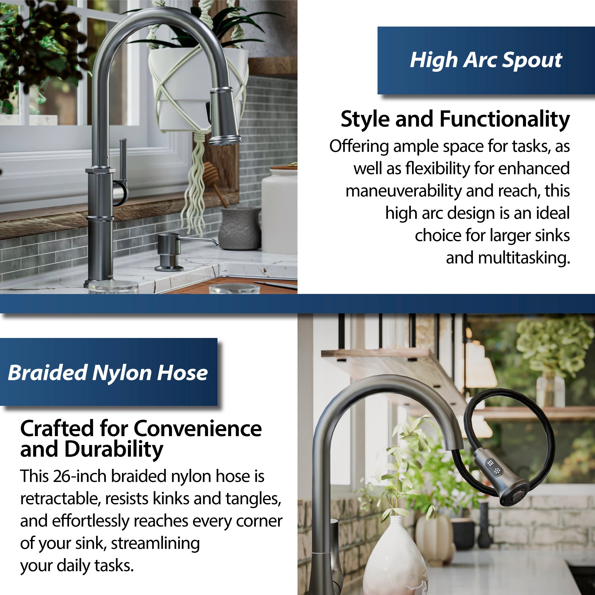 Brampton Single Hole Single Handle Pull-Down Sprayer Kitchen Faucet In Gunmetal Grey