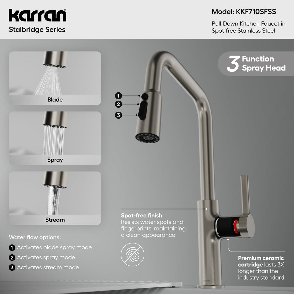 Stalbridge Single Handle Pull-Down Sprayer Kitchen Faucet In Spot-Free Stainless Steel