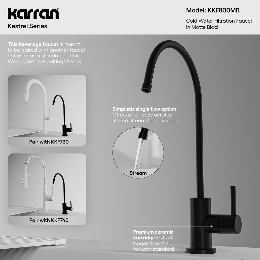 Kestrel Single Handle Beverage Faucet In Matte Black
