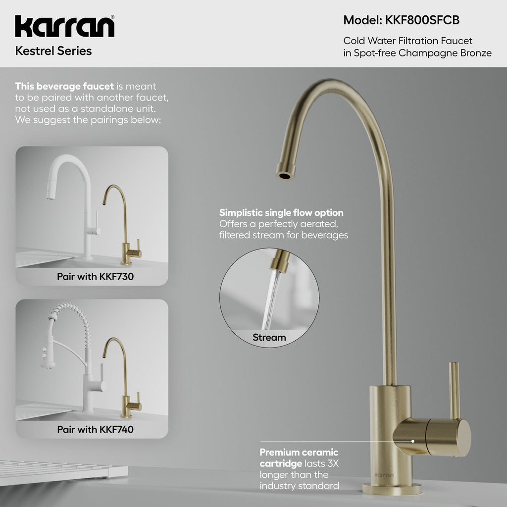 Kestrel Single Handle Beverage Faucet In Spot-Free Champagne Bronze