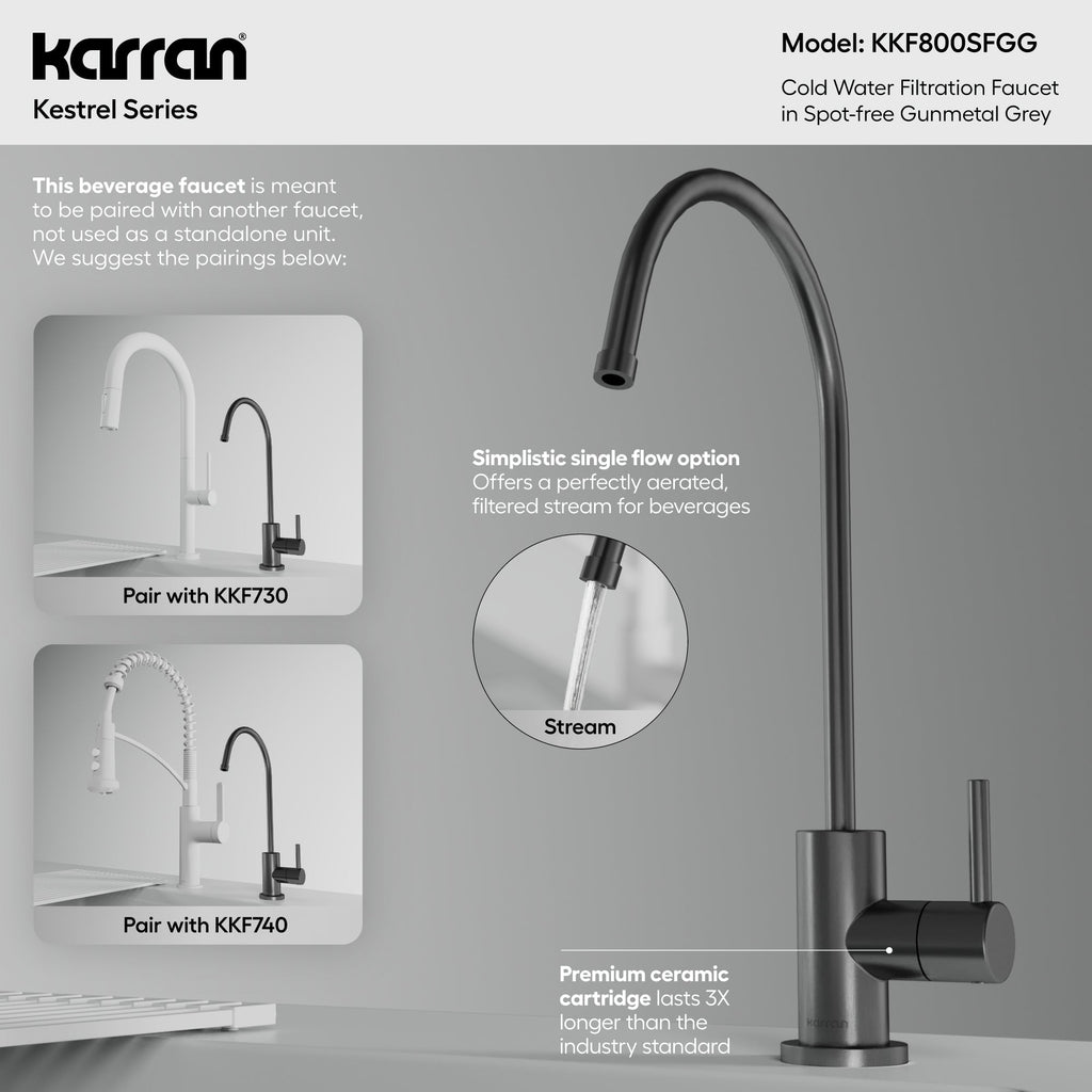 Kestrel Single Handle Beverage Faucet In Spot-Free Gunmetal Grey