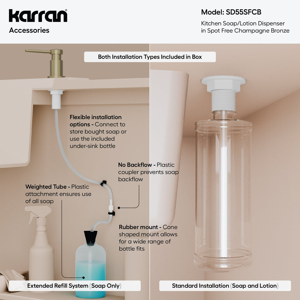 Karran SD55 Soap Dispenser In Spot-Free Champagne Bronze