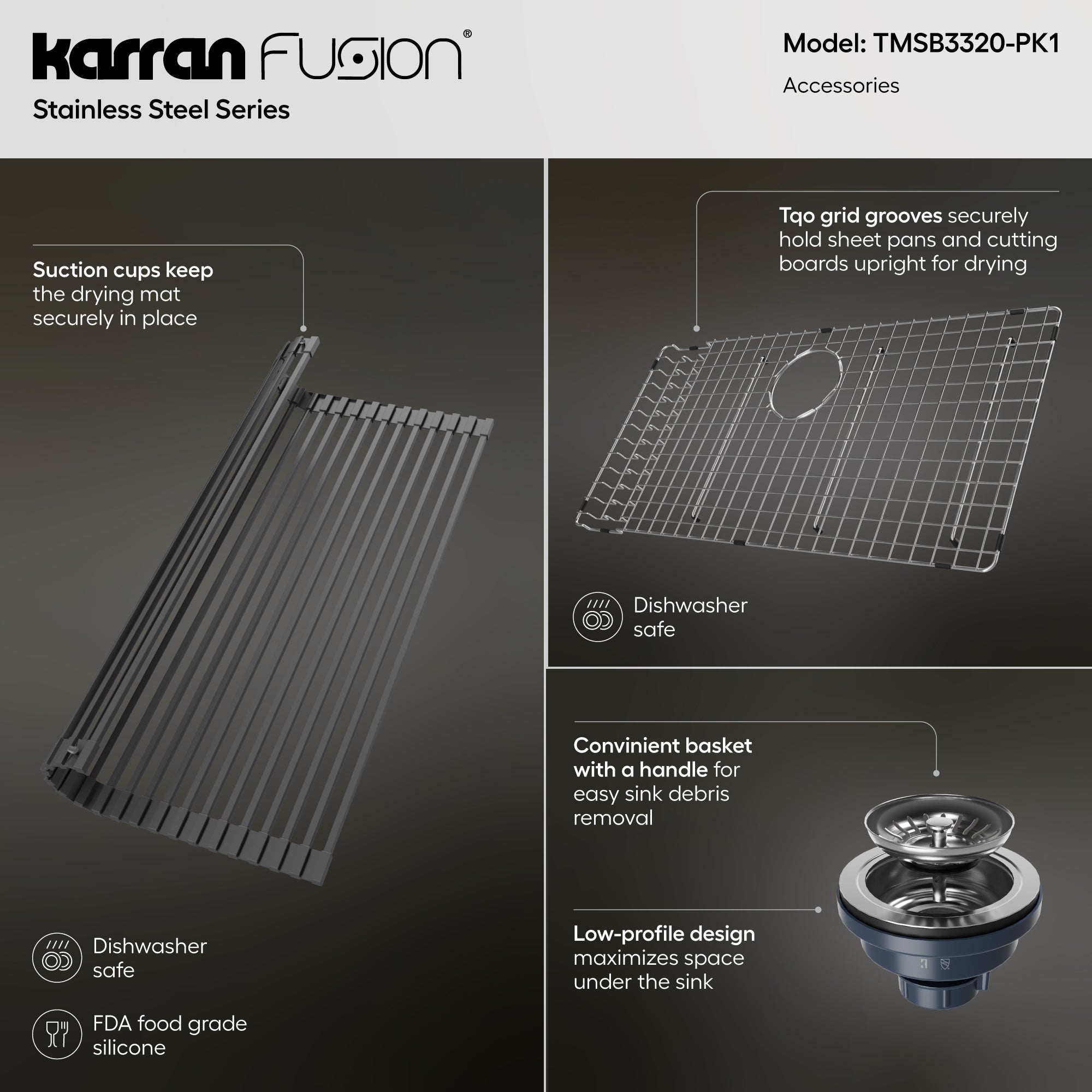 Fusion 33" Top Mount 18 Gauge Single Bowl Stainless Steel Sink with Accessories