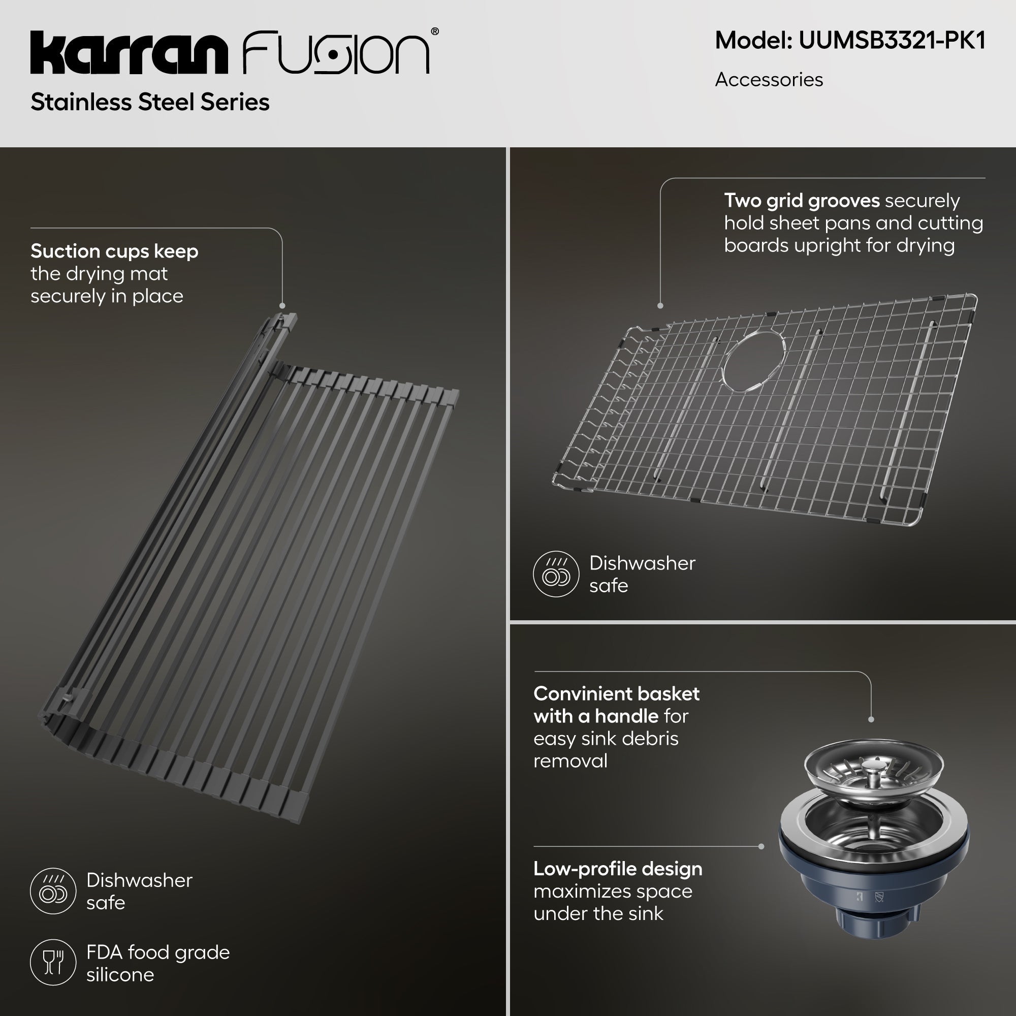 Fusion 33" Undermount 18 Gauge Single Bowl Stainless Steel Sink with Accessories