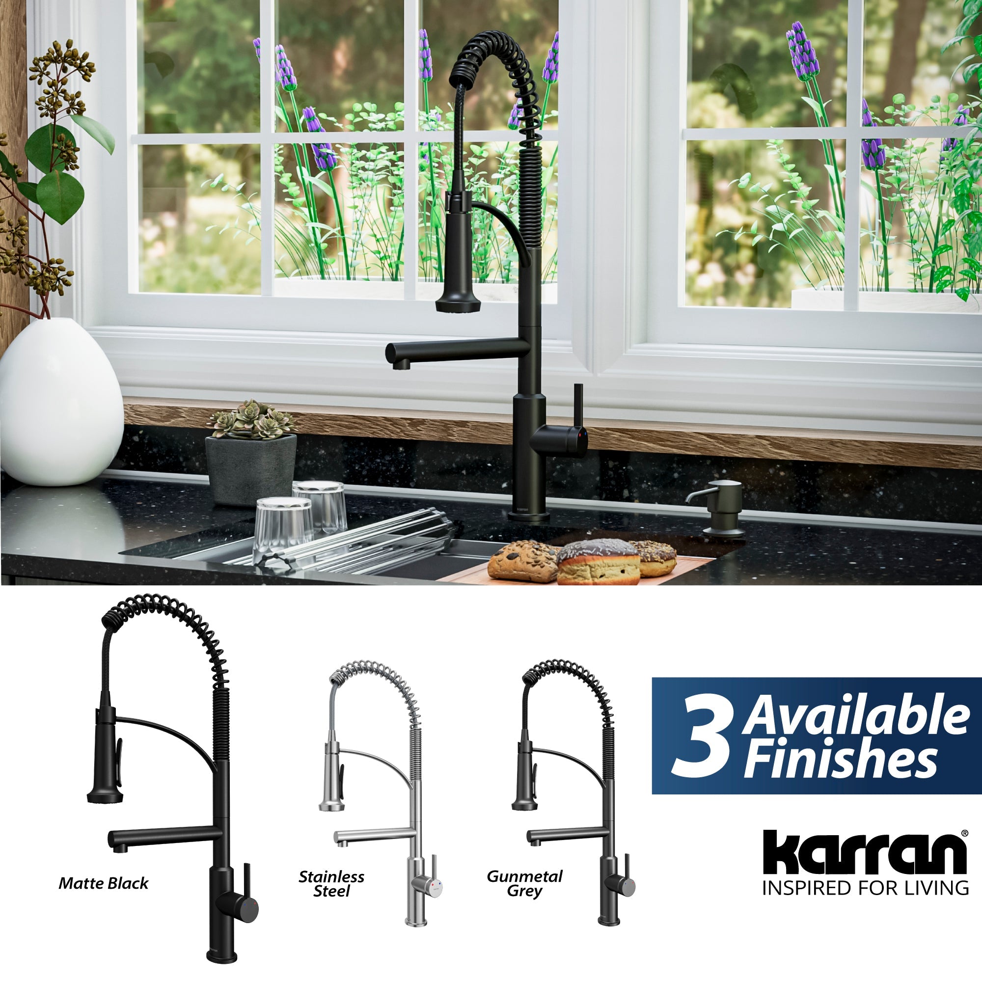 Adlington Single Hole Single Handle Pull-Down Sprayer Kitchen Faucet In Matte Black