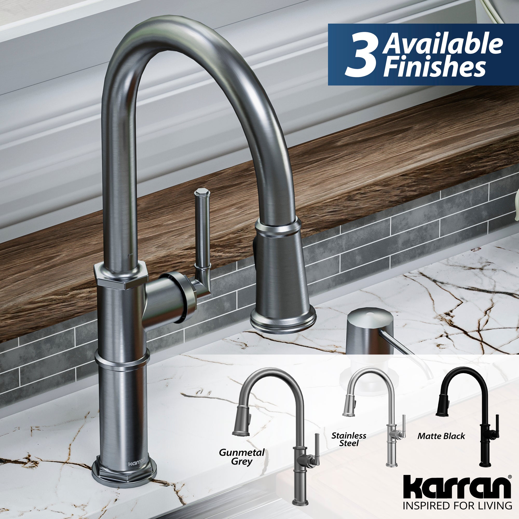 Brampton Single Hole Single Handle Pull-Down Sprayer Kitchen Faucet In Gunmetal Grey