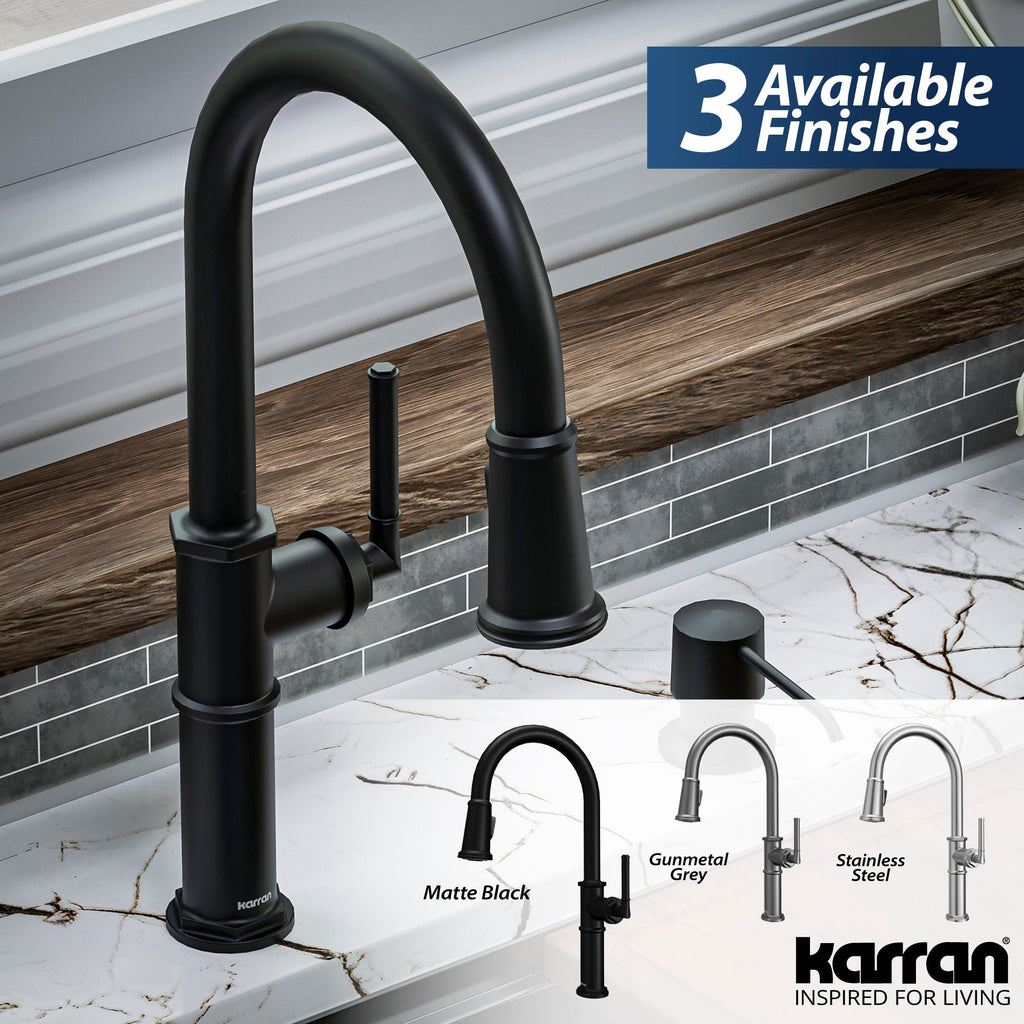 Brampton Single Hole Single Handle Pull-Down Sprayer Kitchen Faucet In Matte Black