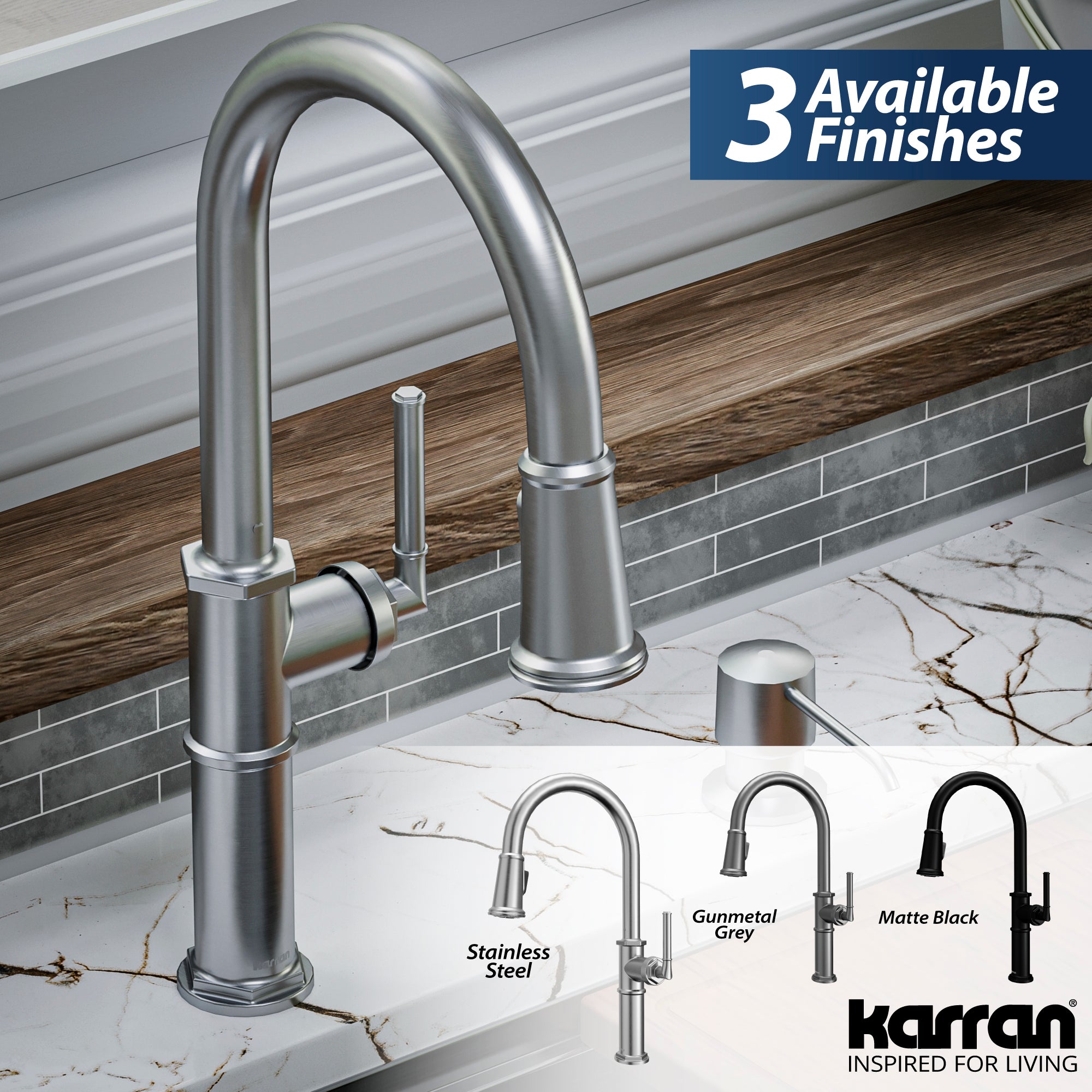 Brampton Single Hole Single Handle Pull-Down Sprayer Kitchen Faucet In Stainless Steel