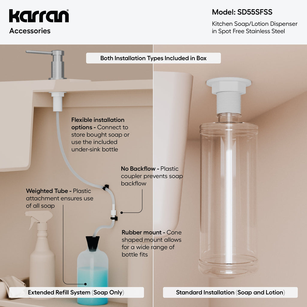 Karran SD55 Soap Dispenser In Spot-Free Stainless Steel