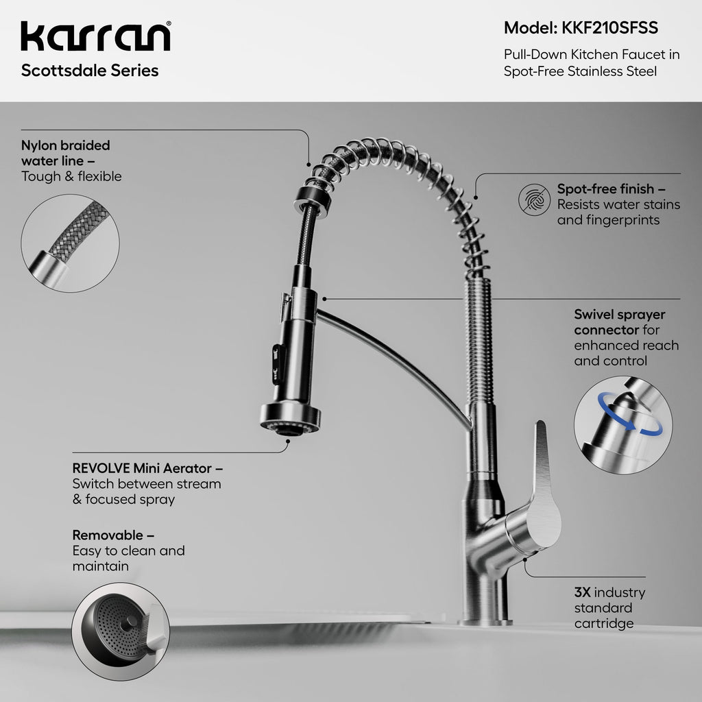 Elite 32" Undermount Workstation 16 Gauge Double Bowl Stainless Steel Kitchen Sink with Scottsdale Pull-Down Faucet