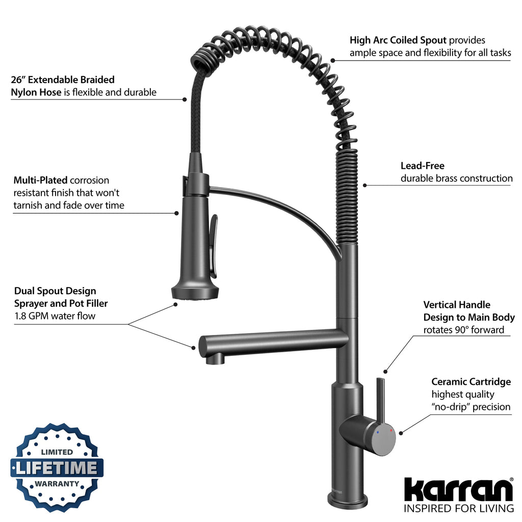 Adlington Single Hole Single Handle Pull-Down Sprayer Kitchen Faucet In Gunmetal Grey