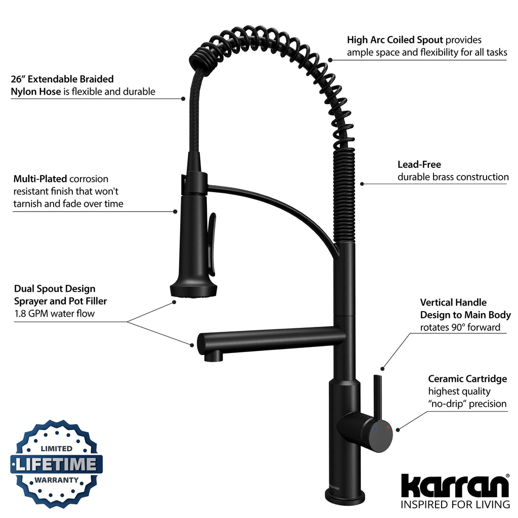 Adlington Single Hole Single Handle Pull-Down Sprayer Kitchen Faucet In Matte Black
