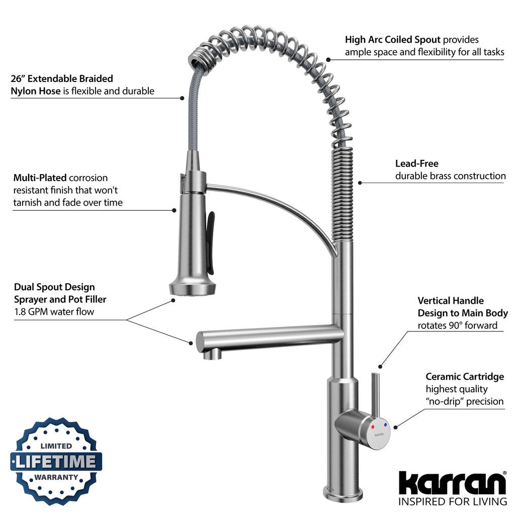 Adlington Single Hole Single Handle Pull-Down Sprayer Kitchen Faucet In Stainless Steel