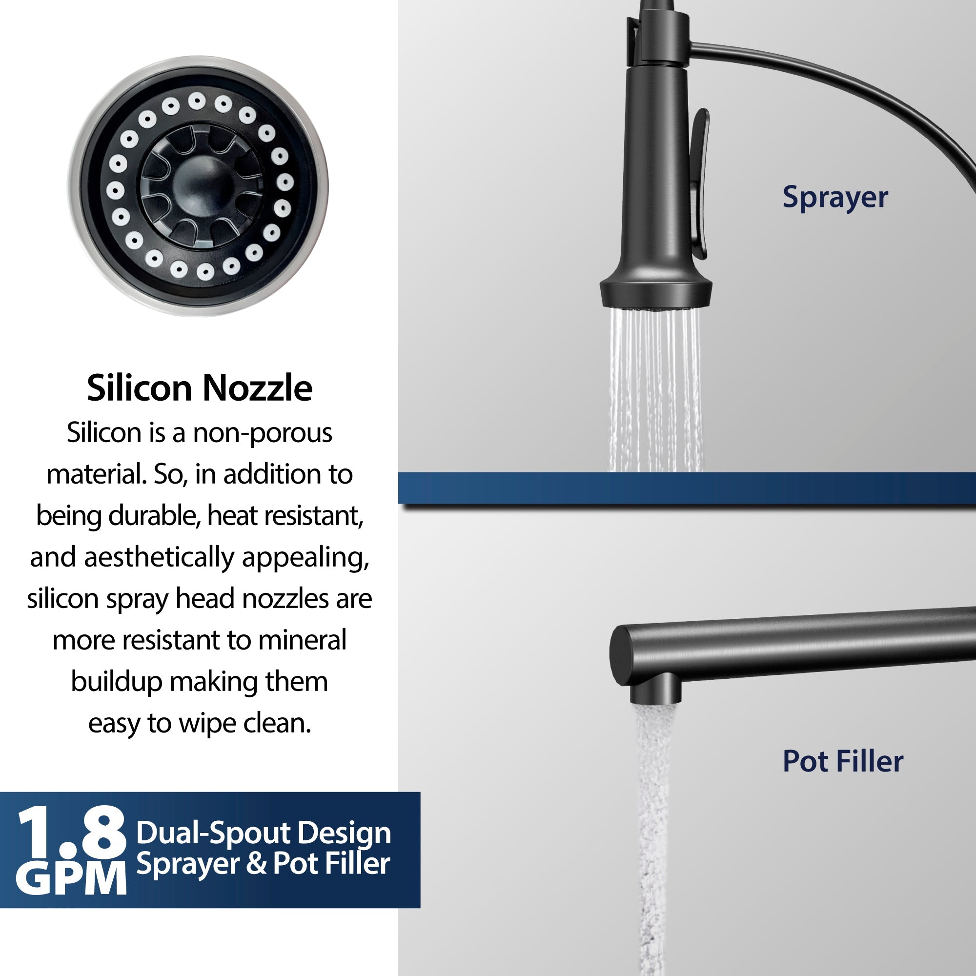 Adlington Single Hole Single Handle Pull-Down Sprayer Kitchen Faucet In Gunmetal Grey