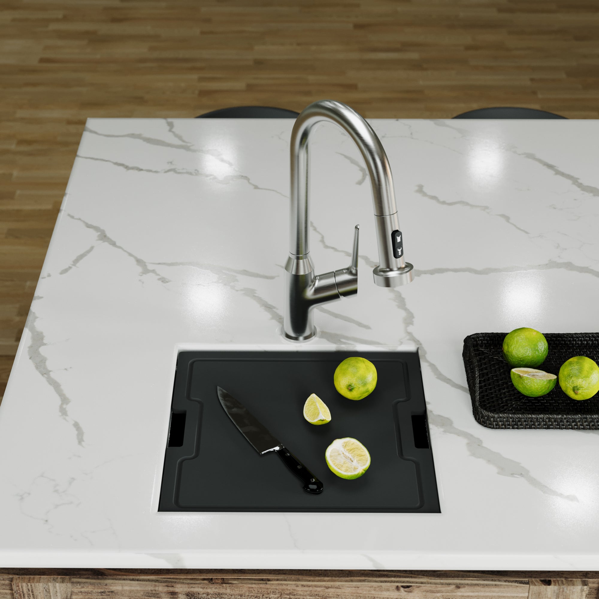 Matrix 17" Undermount Workstation 16 Gauge Single Bowl Stainless Steel Sink with Accessories