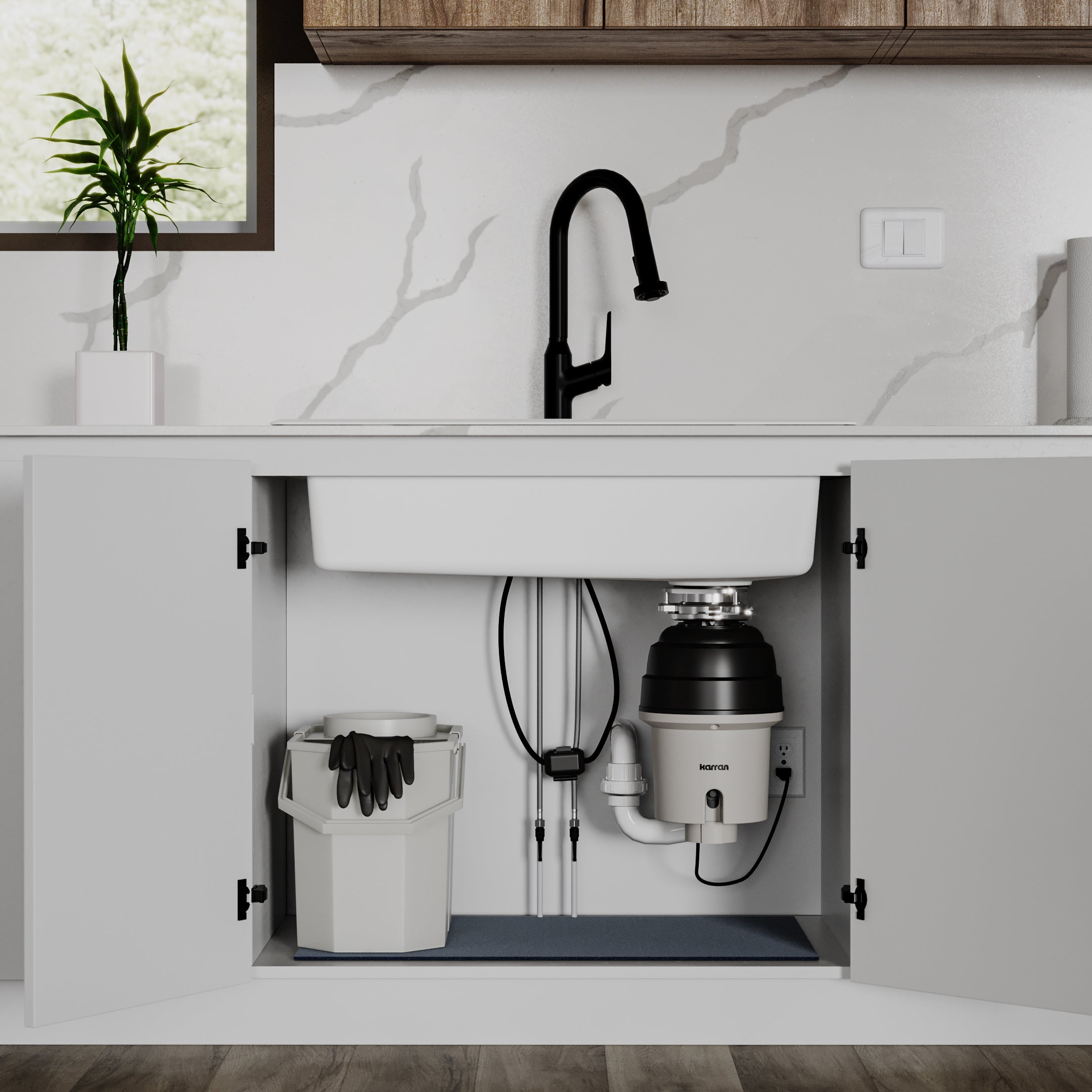 3/4 HP Continuous Feed Garbage Disposal for Kitchen Sinks with Power Cord and Accessories Included