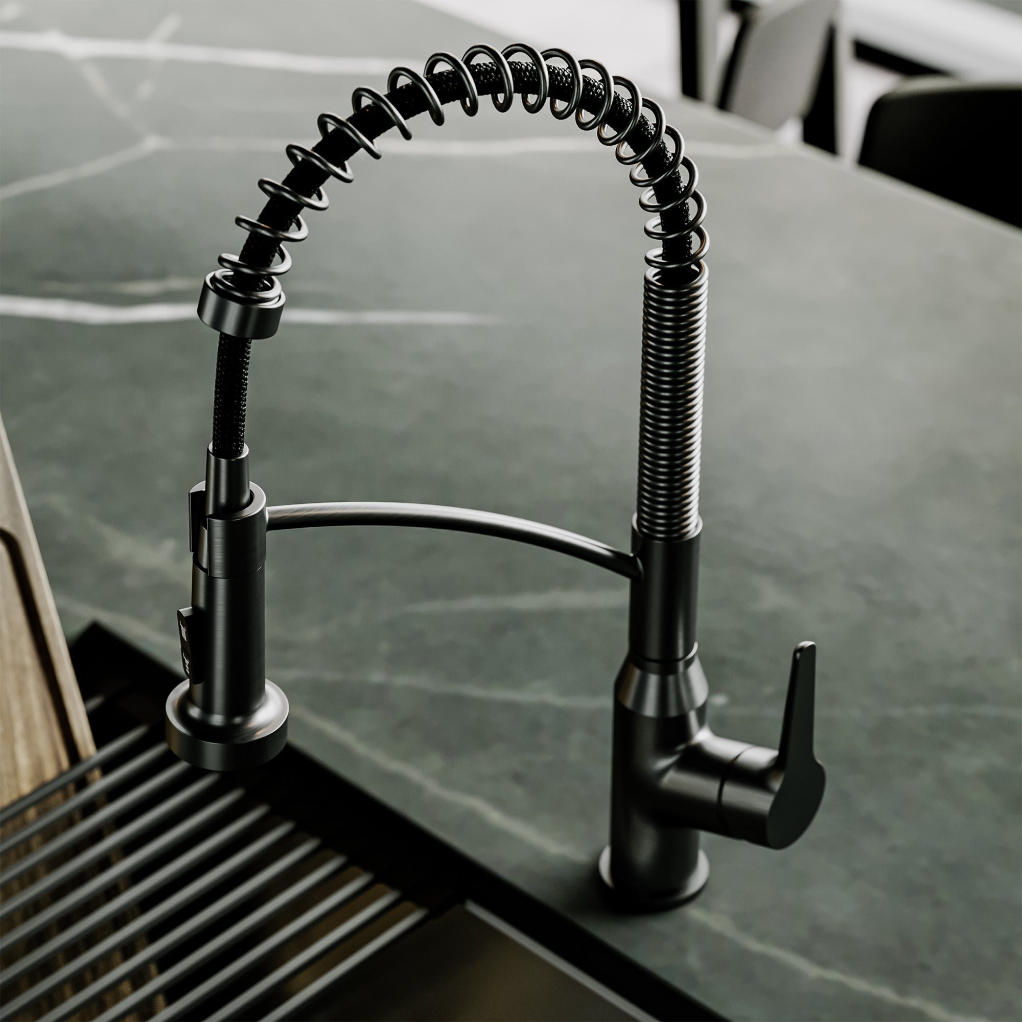 Scottsdale Single Handle Pull-Down Sprayer Commercial Style Kitchen Faucet In Spot-Free Gunmetal Grey