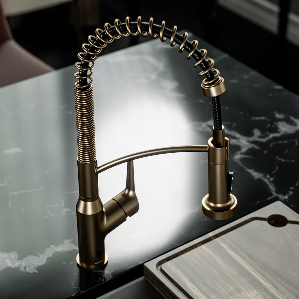 Scottsdale Single Handle Pull-Down Sprayer Touchless Kitchen Faucet In Brushed Copper