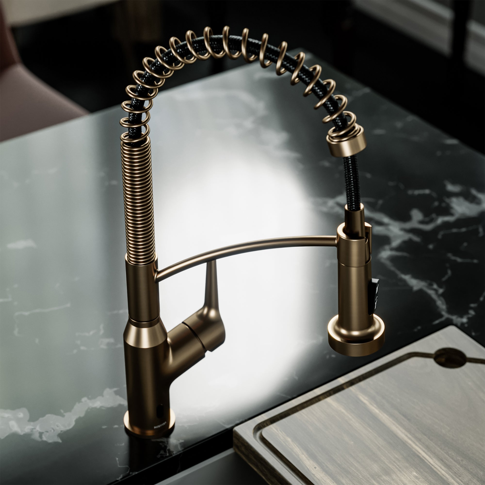 Scottsdale Single Handle Pull-Down Sprayer Touchless Kitchen Faucet In Brushed Copper
