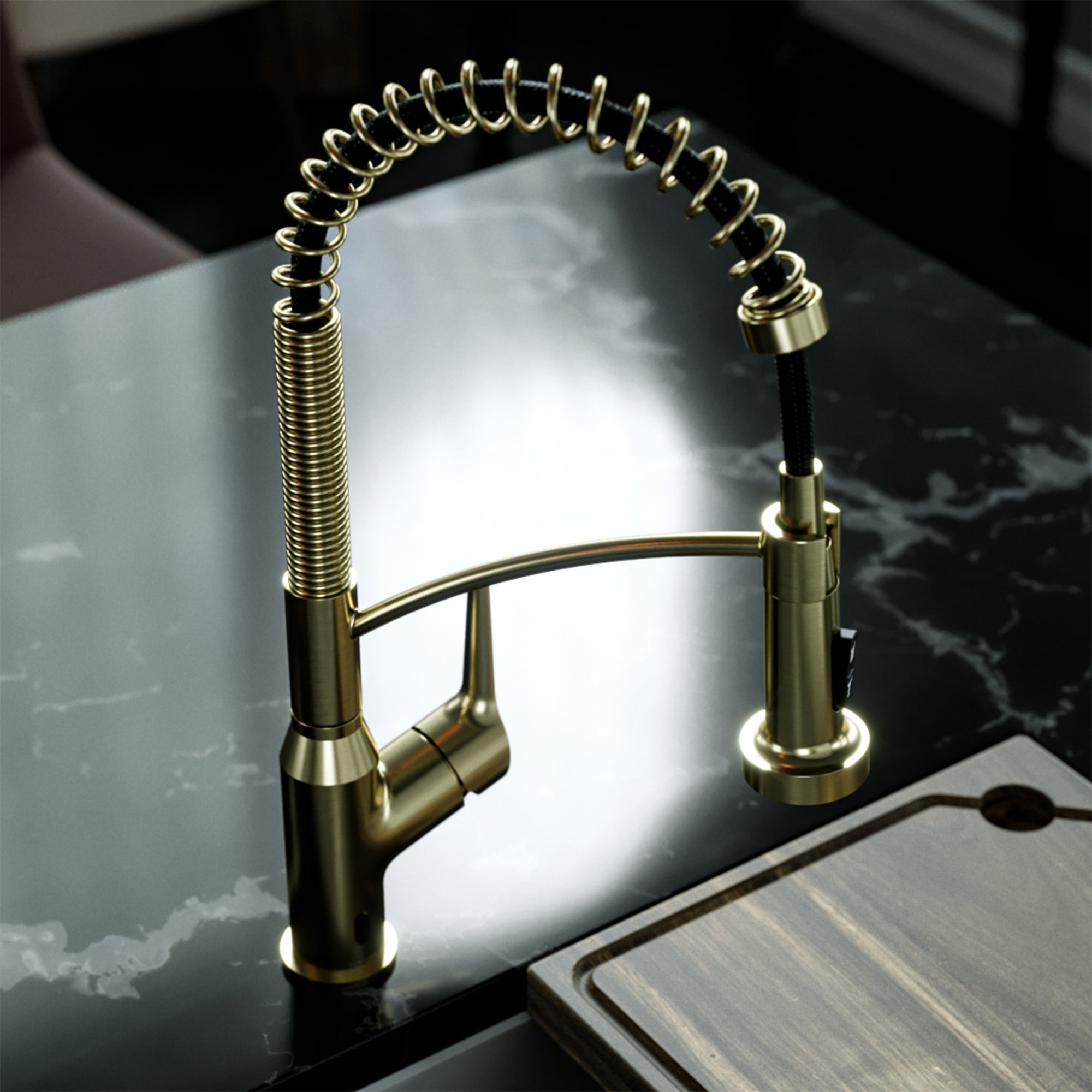 Scottsdale Single Handle Pull-Down Sprayer Touchless Kitchen Faucet In Spot-Free Brushed Gold
