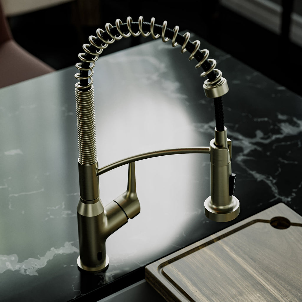 Scottsdale Single Handle Pull-Down Sprayer Touchless Kitchen Faucet In Spot-Free Champagne Bronze