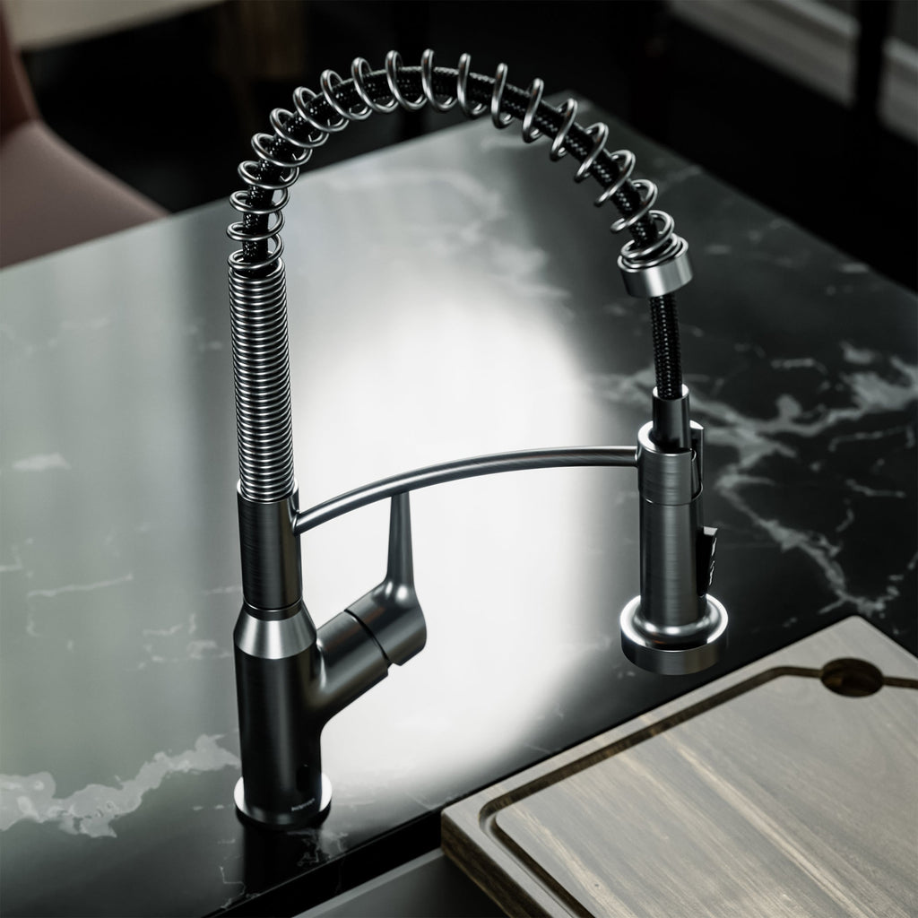 Scottsdale Single Handle Pull-Down Sprayer Touchless Kitchen Faucet In Spot-Free Gunmetal Grey