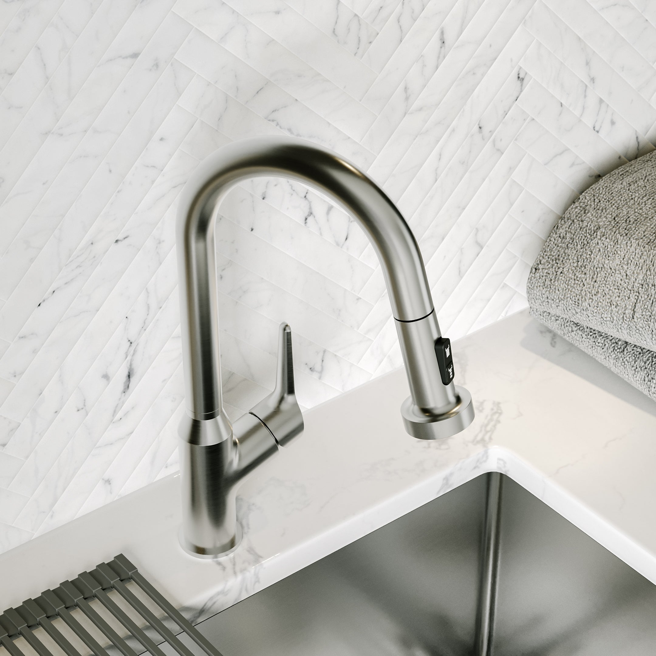 Scottsdale Single Handle Pull-Down Sprayer Kitchen Faucet In Spot-Free Stainless Steel