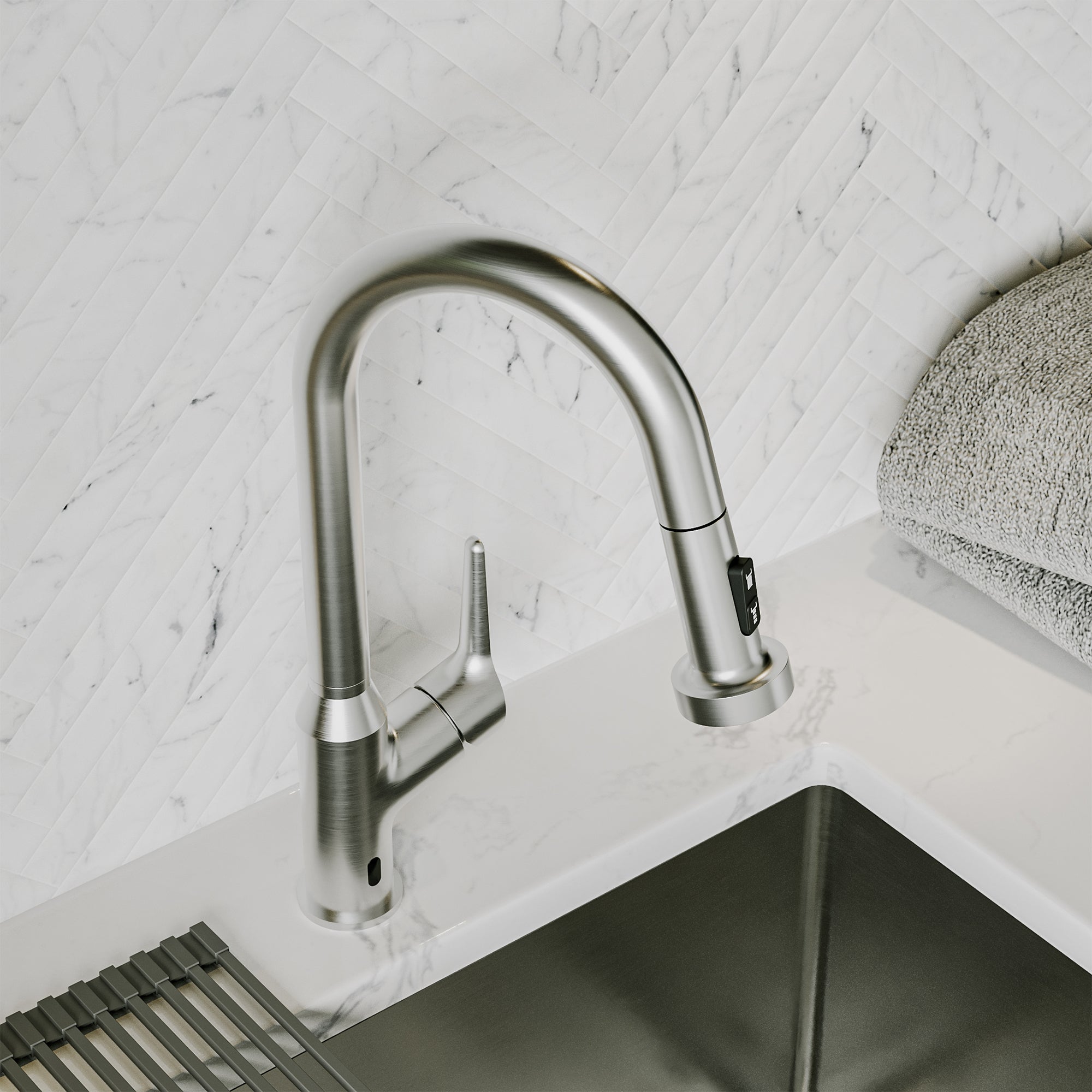 Scottsdale Single Handle Pull-Down Sprayer Kitchen Faucet In Spot-Free Stainless Steel