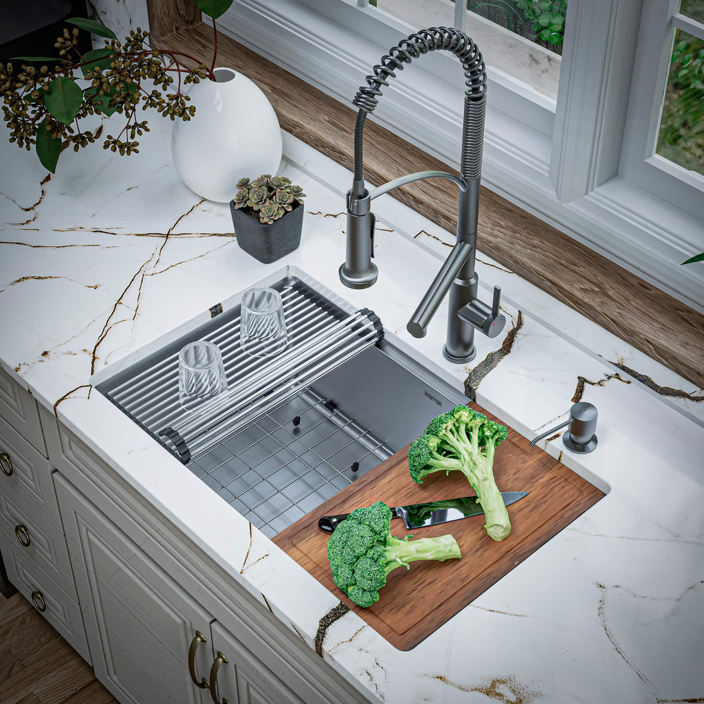 Adlington Single Hole Single Handle Pull-Down Sprayer Kitchen Faucet In Gunmetal Grey
