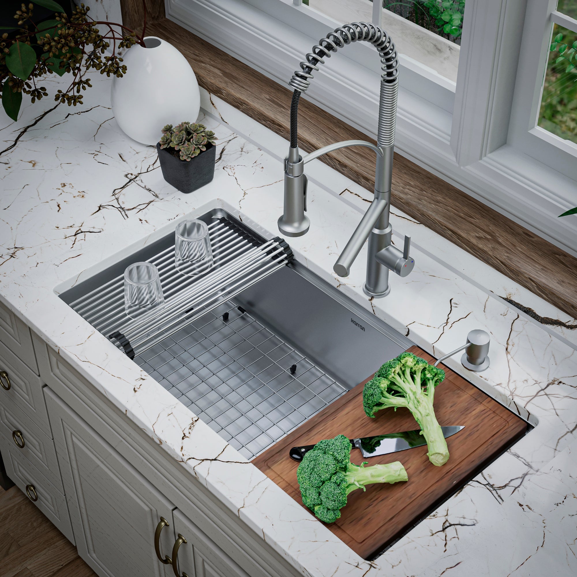 Adlington Single Hole Single Handle Pull-Down Sprayer Kitchen Faucet In Stainless Steel