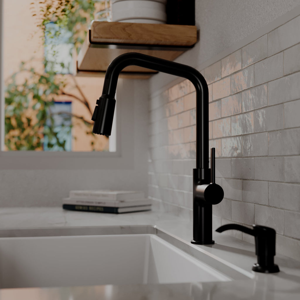 Stalbridge Single Handle Pull-Down Sprayer Kitchen Faucet In Matte Black