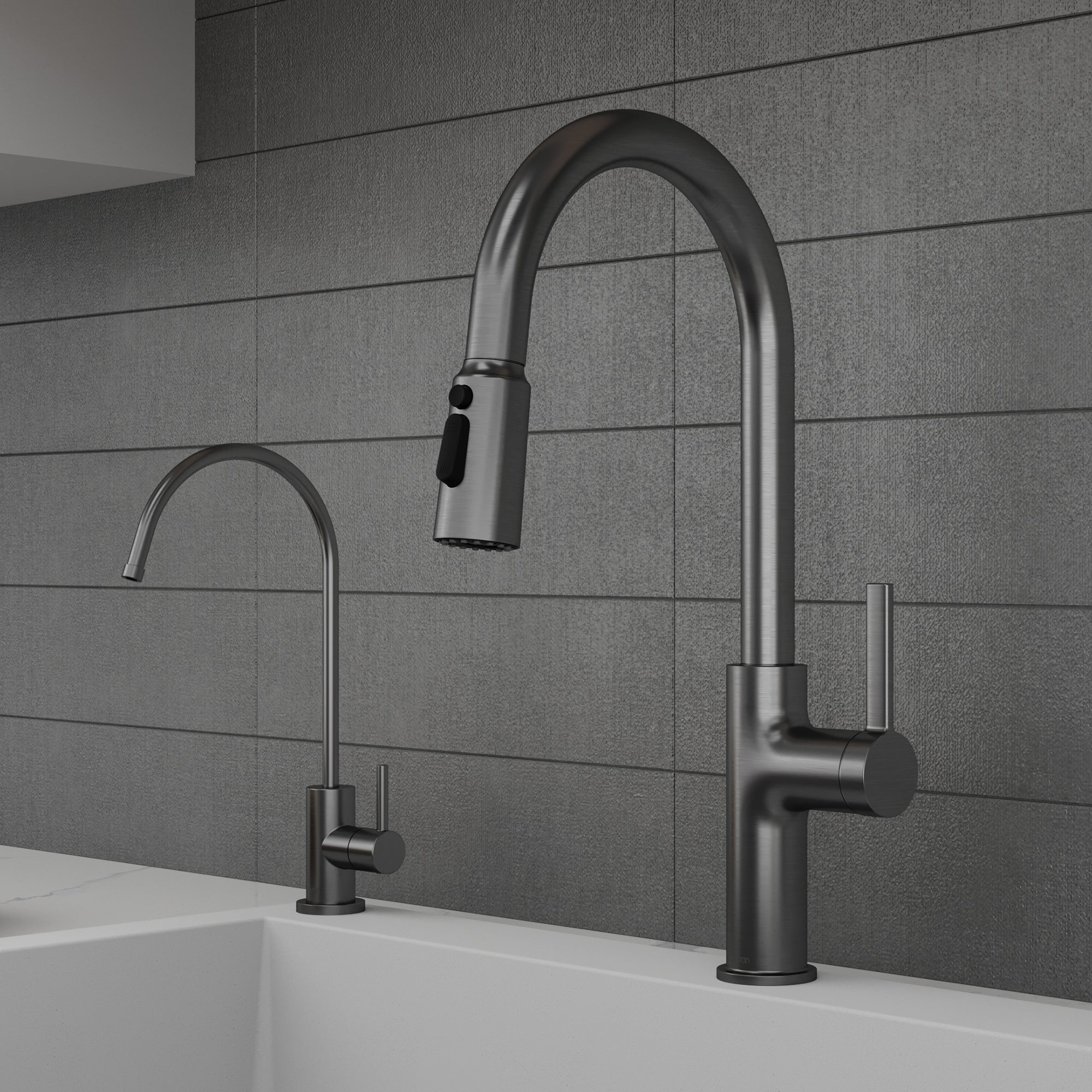 Stalbridge Single Handle Pull-Down Sprayer Kitchen Faucet In Spot-Free Gunmetal Grey