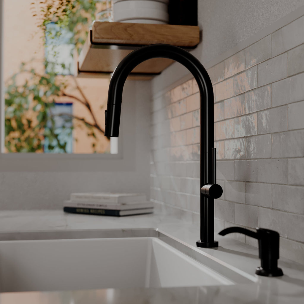 Brynford Single Handle Pull-Down Sprayer Kitchen Faucet In Matte Black
