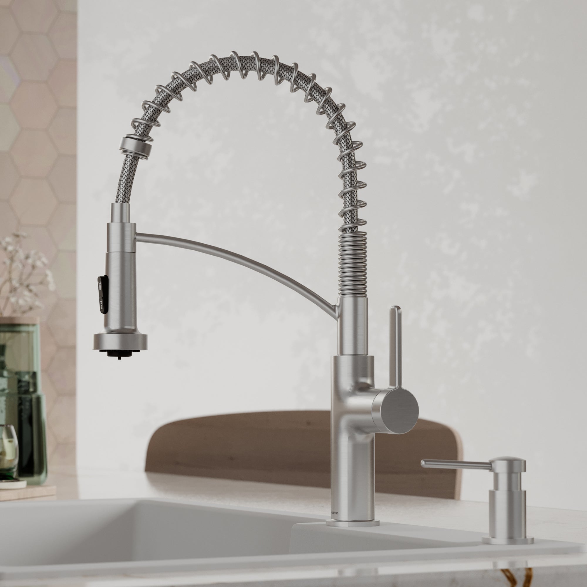Scottsdale Single Handle Commercial Pull-Down Sprayer Kitchen Faucet In Spot-Free Stainless Steel