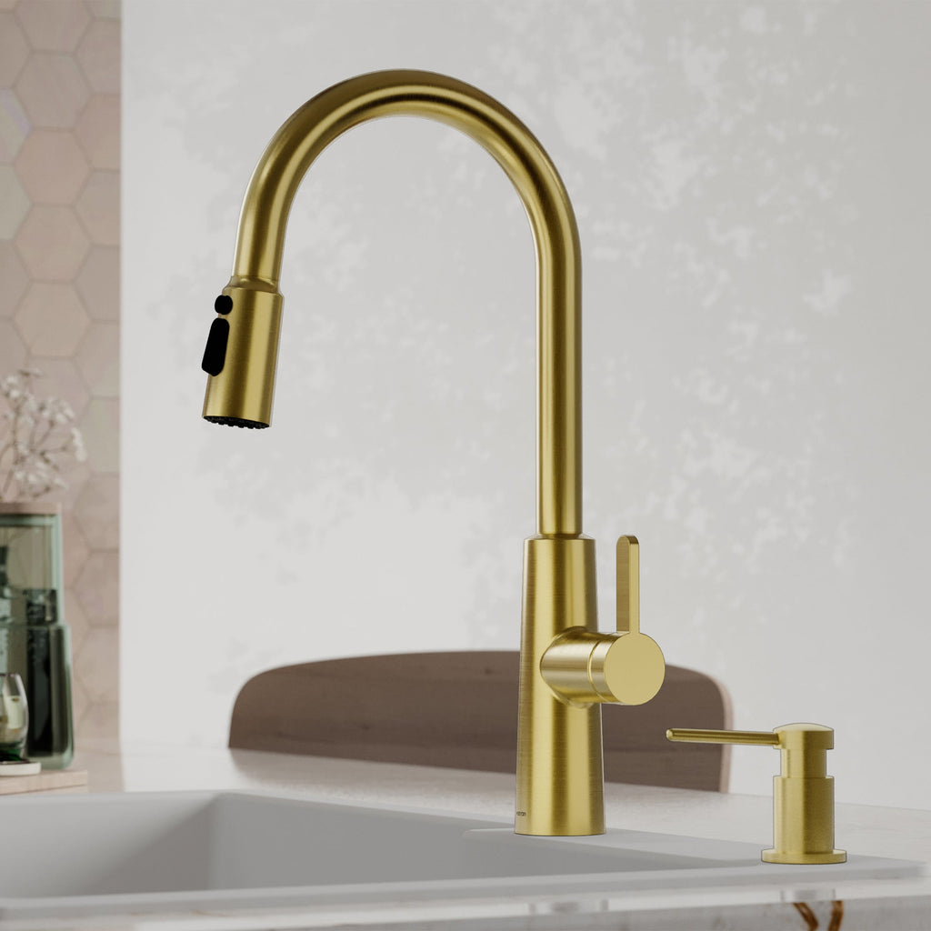 Elmsworth Pull-Down Sprayer Kitchen Faucet In Spot-Free Brushed Gold