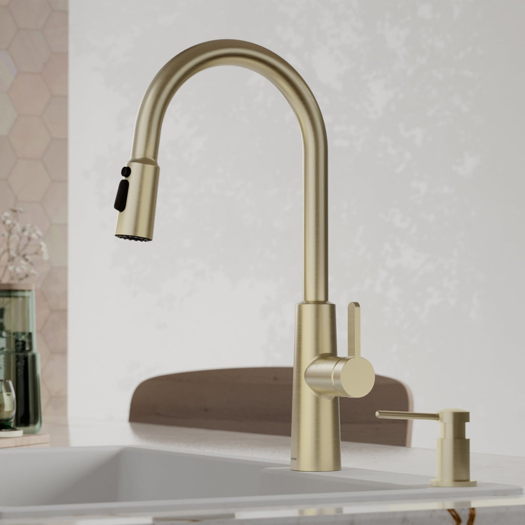 Elmsworth Pull-Down Sprayer Kitchen Faucet In Spot-Free Champagne Bronze