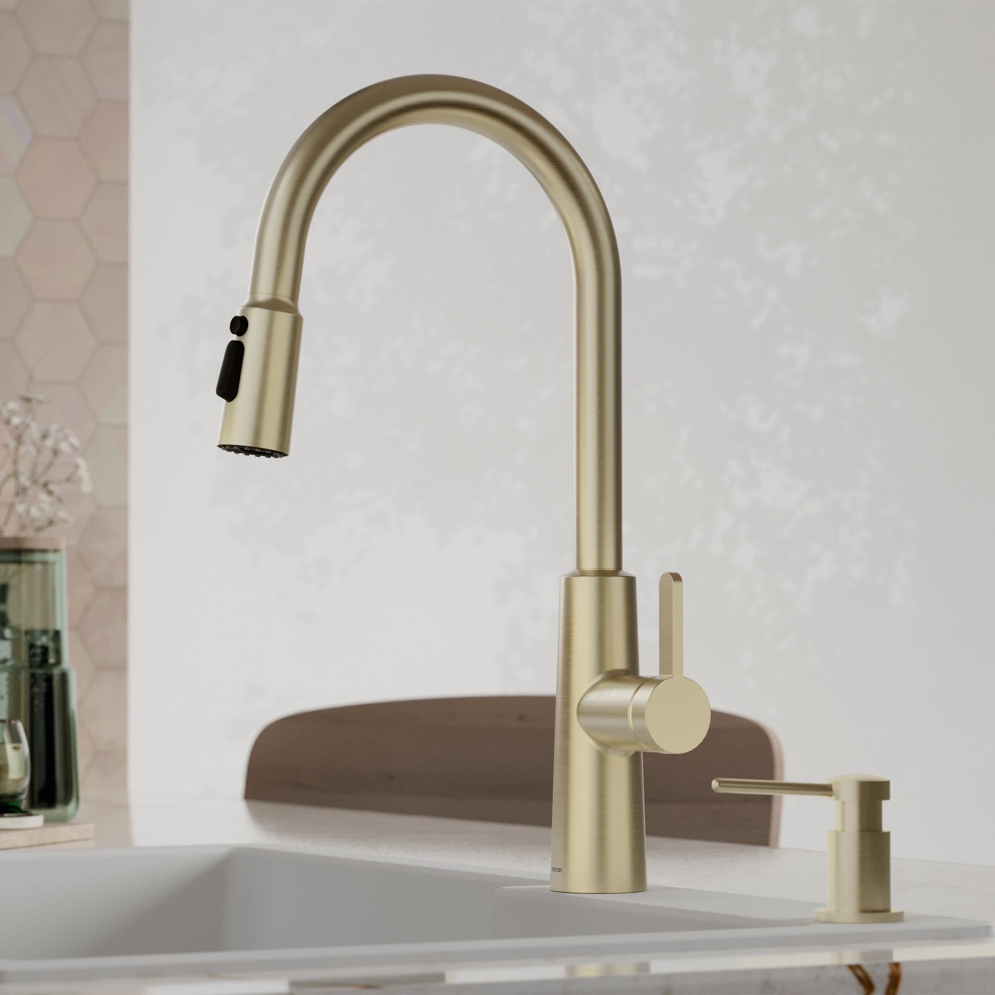 Elmsworth Pull-Down Sprayer Kitchen Faucet In Spot-Free Champagne Bronze