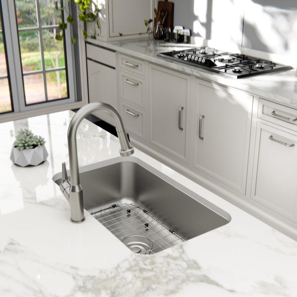 Profile 30" Undermount 18 Gauge Single Bowl Stainless Steel Kitchen Sink with Accessories