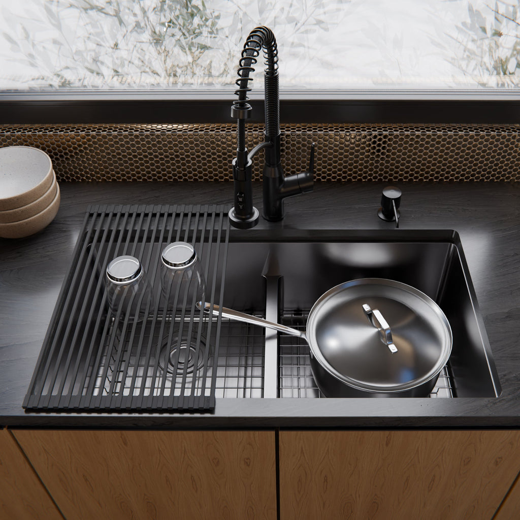 Fusion 33" Undermount 16 Gauge Double Bowl Stainless Steel Sink with Accessories